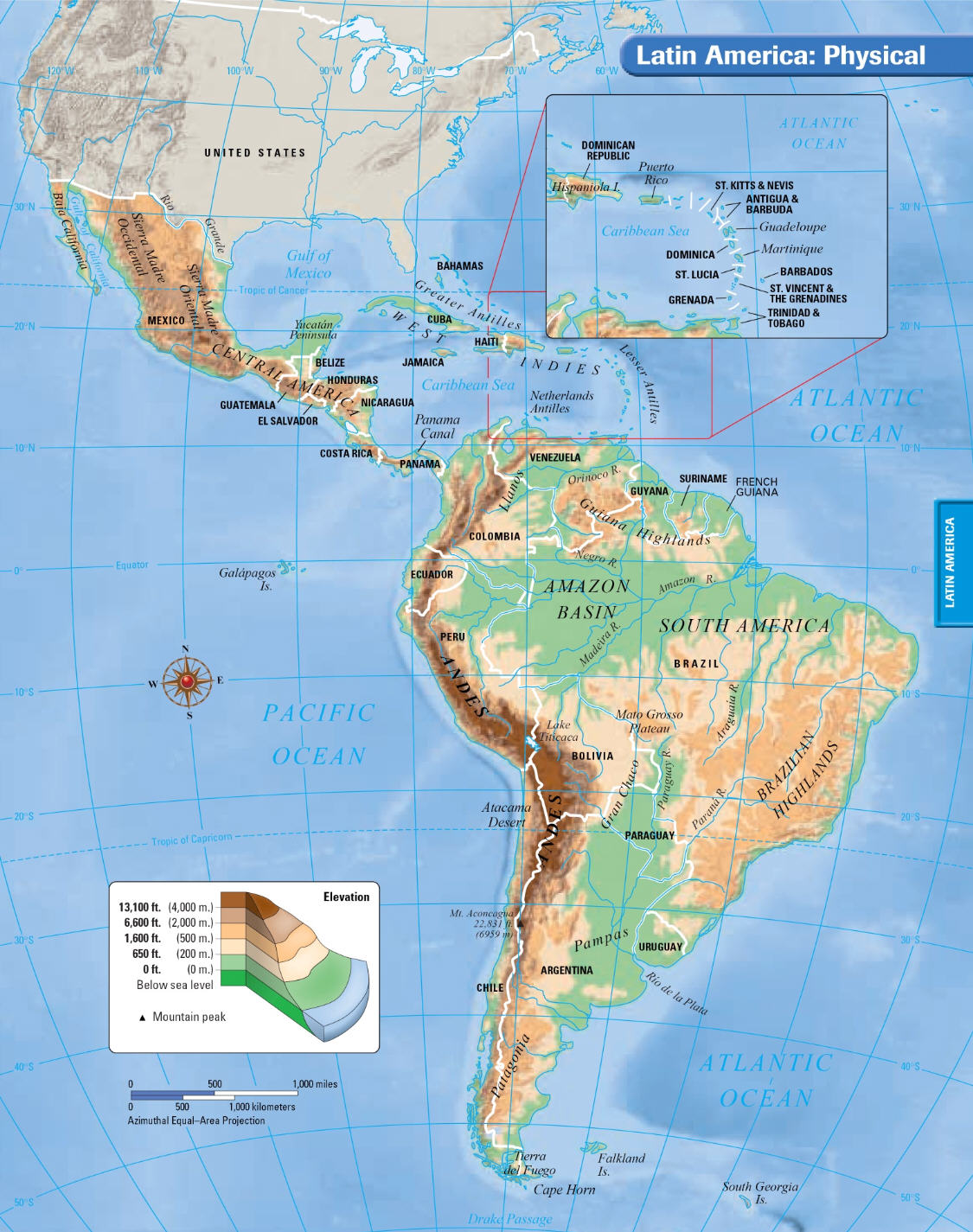 Physical Map Of Latin America 79